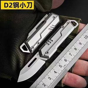 D2 Mini Folding Knife 4cm Blade Multi-Function Portable Outdoor Self Defense Tool Silver Color - Product Image 3