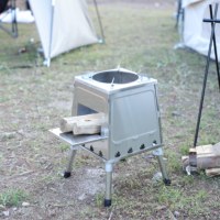 Réchaud de camping en acier inoxydable Premium Luling T300B, brûleur à bois, grand réchaud pliable pour jardin avec zone de cuisson