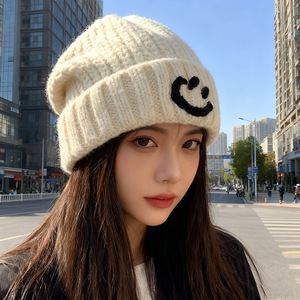 Bonnet tricoté bleu pour femme, automne-hiver, épais et chaud, grande taille, protection des oreilles, style décontracté, 58-60 cm, fibre acrylique - Product Image 3