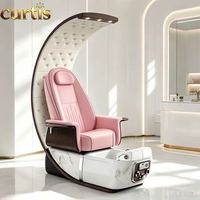 Fauteuil de pédicure électrique de luxe robuste avec siège inclinable, lampe LED 7 couleurs et massage qualité spa pour salons de manucure et spas de luxe