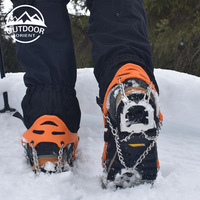 Crampons à 13 pointes Version améliorée en acier inoxydable anti-dérapant grandes pointes, crampons à glace Grip pour la randonnée