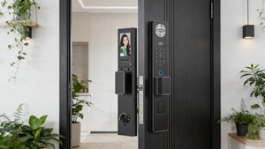 Serrure <span class=keywords><strong>de</strong></span> porte intelligente <span class=keywords><strong>de</strong></span> haute sécurité, couleur noire, pour Airbnb, maison, fabrication en usine, fonctionne avec l'application Wishome pour appartement - Product Image 3