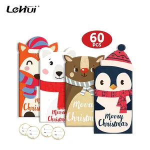 Good supplier 60Pcs Christmas Gift Card Money Holder 20 Cards 20 Envelopes 20 Stickers With Holiday Favors Holographic Designs