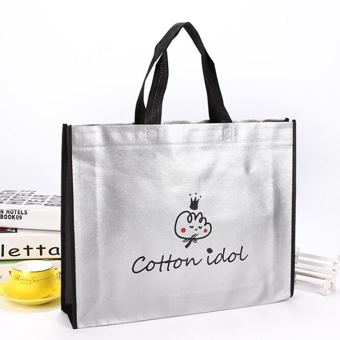 Afdrukken Promotionele Non Woven Tas Custom Logo Niet-geweven Stof Tas Laser Metalen Film No-Woven Draagtas