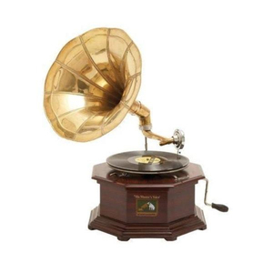 Hermoso Tocadiscos de Madera Marrón con Detalles en Latón, Artículo de Regalo - Product Image 3