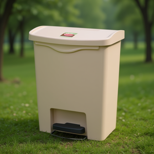 Cestino per Rifiuti a Pedale 30 L Beige con Apertura Frontale - Product Image 3