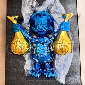 Escultura de Pato Dagobert con Dos Bolsas Doradas Cromadas, Escultura de Tío Scrooge con Botella de Champán, Escultura Pop Art de Scrooge McDuck - Product Image 5