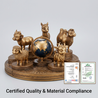 Trophée Figurine Animale 3D Réaliste en Métal, Gravure Personnalisée pour Compétition Internationale, Souvenir