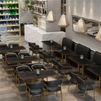 Combinaison Table et Chaises de Restaurant Commercial, Table Imperméable à Motif Marbre, Canapé en Forme de U pour Bistro Café