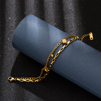 Pulsera de Cadena Geométrica de Lujo Elegante y a la Moda, con Cuentas de Doble Capa y Diseño de Caja Dorada, Joyería al por Mayor para Hombre