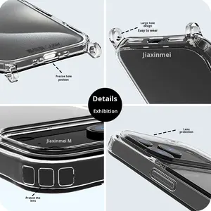 Funda Protectora Transparente de TPU y PC con Correa Larga Ajustable para Teléfonos 17, 16, 15, 11, XR, XS - Product Image 2