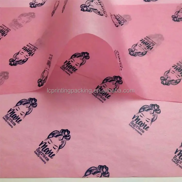 Custom Logo Printed Pink Tissue Paper Shipping and Floral Gift Wrapping Paper 17 gsm