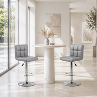 Tabouret de bar pivotant réglable en cuir gris nordique pour îlot de cuisine moderne, pub, café, bar