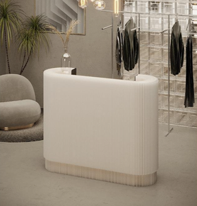 Réceptionniste de type <span class=keywords><strong>rond</strong></span>, bureau blanc, étagère pliable pour l'affichage de marchandises, stand d'exposition pour la maison, le bureau et le salon - Product Image 1