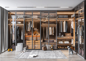 Muebles de Dormitorio y <span class=keywords><strong>Vestidor</strong></span> Modernos, Duraderos, de Madera Maciza de Lujo Personalizados, con Puertas de Vidrio, Ahorro de Espacio - Product Image 3