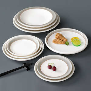 Xiangyuanmei round restaurant and hotel special <b>melamine</b> <b>plate</b> imitation porcelain <b>plate</b> plastic round <b>plate</b> commercial <b>plate</b> - Product Image 1