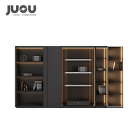 Meuble de rangement de bureau moderne haut de gamme en panneaux de particules haute densité de qualité E0, avec porte vitrée, pratique et luxueux