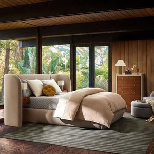 Cama Moderna con Cabecera Tapizada en Lino, Lujosa con Mesita de Noche Integrada, Camas de Madera Sólida para Dormitorio de Villa MV-WE-26 M - Product Image 6