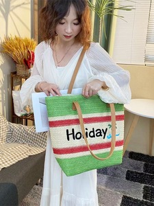 Sacs fourre-tout en paille écologiques grande capacité, sac de plage d'été pour les voyages en plein air et le shopping - Product Image 3