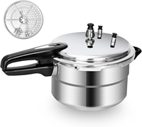 Casserole à pression en alliage d'aluminium pour cuisinière à gaz et à induction, avec couvercle, poignée composite, sans revêtement, plaque à vapeur, sur mesure