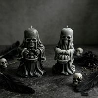 Bougies d'Halloween : Chasseur d'âmes, Citrouille, Squelette – Bougies sans fumée en cire de soja, décorations de fête effrayantes, ornement d'Halloween, cadeau