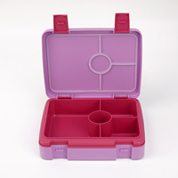 Ensemble de boîte à lunch bento mignon pour enfants couvercle en plastique étanche avec compartiments pliables pour les déjeuners et les pique-niques scolaires écologiques