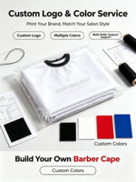 Cape de Barbier Professionnelle Blanche en Gros, Imperméable avec Logo Personnalisé, pour Salon de Coiffure, Fourniture en Gros