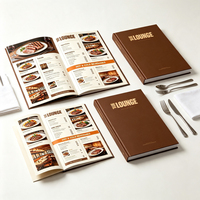Menu de restaurant personnalisé en papier couché pliable, impression couleur, liste de prix vintage pour salon de restauration avec photos des plats