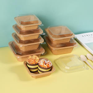 Boîte à lunch en papier kraft jetable avec logo personnalisé, récipient à salade, bol en papier octogonal avec couvercle - Product Image 5