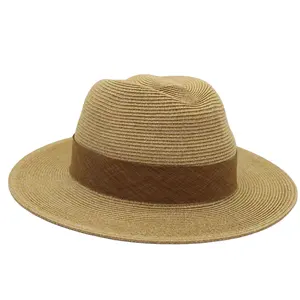 Chapéu de palha neutro para homens e mulheres, chapéu de verão com proteção solar à prova de UV, chapéu panamá de tricô, moda da moda