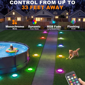Luci Solari da Giardino Rotonde RGB Impermeabili IP68 con Cambio Colore, Lampade da Esterno <span class=keywords><strong>a</strong></span> Disco con Telecomando - Product Image 5