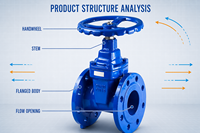 Nouveau produit Vanne à opercule hydraulique électrique en fonte ductile avec siège métallique PN16 Dn50 Dn80