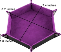 Plateau de roulement de dés hexagone pliable porte-dés en cuir PU pour jeux de dés comme RPG, MDN et autres jeux de table