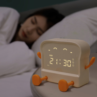 Jam meja panggang kreatif, lampu malam meja dekorasi lucu jam Alarm pintar Digital LED gaya baru