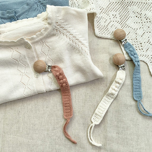 Clip para Chupón <span class=keywords><strong>de</strong></span> Bebé Hecho a Mano 100% con Algodón Orgánico, Estilo Boho, Cadena para Chupón <span class=keywords><strong>de</strong></span> Madera para Recién Nacidos - Product Image 4