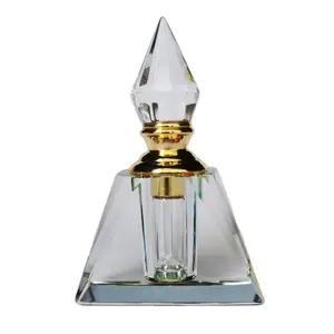 Custom Gepolijst 3Ml Driehoekige Piramide Vormige Kristal Parfum Fles Regenboog Glazen Fles Olie Parfum