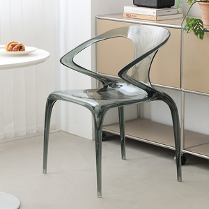 Modern Style Ergonomic Acrylic <strong>Dining</strong> <strong>Chair</strong> with Handrail <strong>Stackable</strong> Plastic Backrest for Home or Hotel Use - Product Image 1