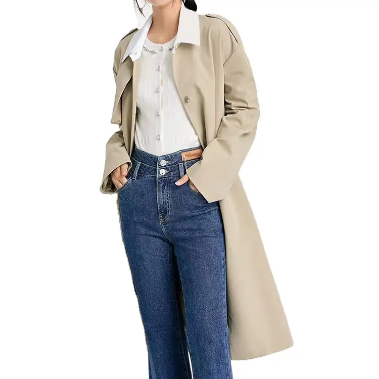 2023 New Arrival Designs Long Trench Coat Solid Women's Trench Coat