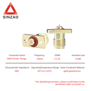 Wayiii <span class=keywords><strong>SMA</strong></span>(S)KFD RFコネクタ <span class=keywords><strong>SMA</strong></span>メス フランジ金メッキ銅 周波数18GHz プラグタイプ 中国製 - Product Image 5