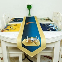 Décoration de la maison Table à manger rectangulaire Eid Mubarak fournitures de fête Ramadan nappe musulmane ensemble de chemin de Table 5 pièces