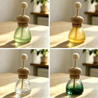 Diffuseur d'arômes créatif en verre avec base en bois, couvercle en bois double couche, sans fumée, pour voiture et chambre à coucher