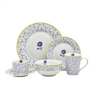 Service de table moderne et écologique de luxe en céramique et porcelaine, motif floral, 18 pièces, pour cadeaux d'affaires - Product Image 1