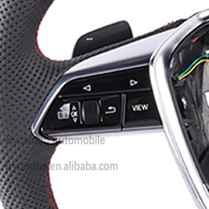 พวงมาลัยรถยนต์แบบเจาะรูหนังคาร์บอนไฟเบอร์สำหรับรถ Audi A4 A7L A8 Q5 Q7 Q8 TT - Product Image 6