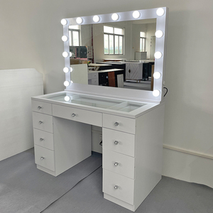 Vente Flash Commode Moderne Blanche à 9 Tiroirs avec Coiffeuse et Miroir LED Triple Éclairage - Product Image 3