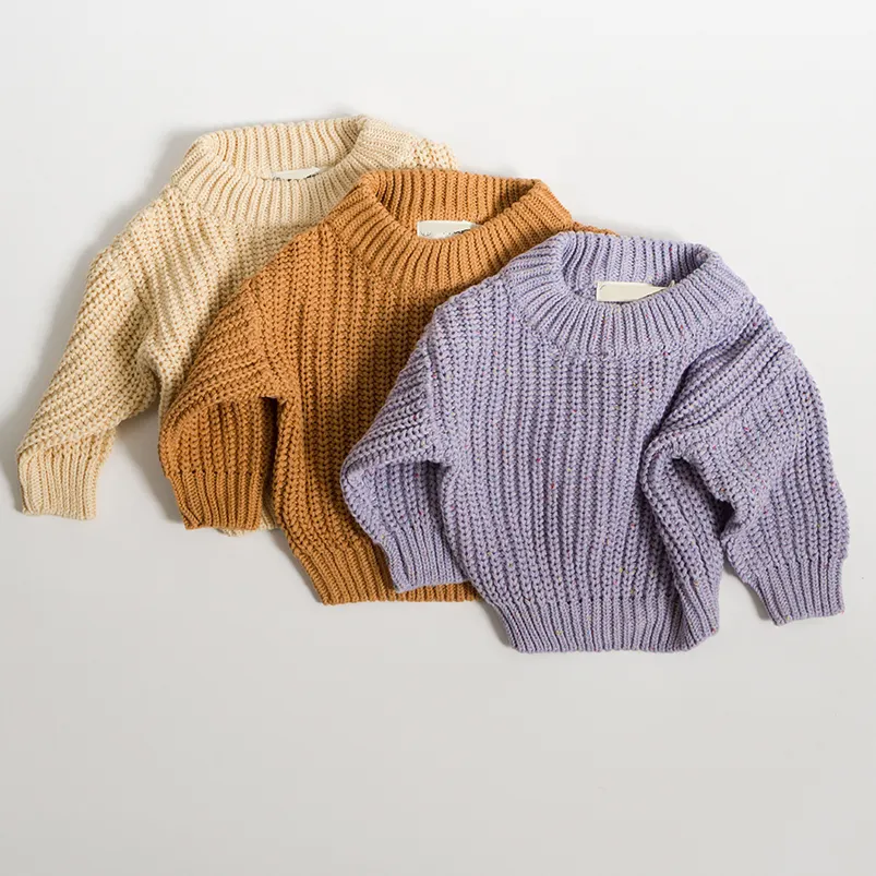 Maglioni lavorati a maglia Pullover per bambine maglione girocollo oversize in cotone organico maglione lavorato a maglia grosso personalizzato fatto a mano per bambini piccoli