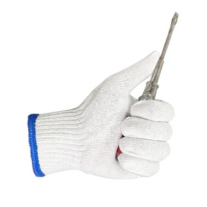 Guantes de Trabajo de Seguridad Antideslizantes de Punto Blanco <span class=keywords><strong>100</strong></span>% Algodón, Calibre 10, 34g, Venta al Por Mayor en China - Product Image 5