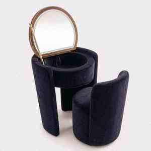 Upholstered Fabric <strong>Pine</strong> Wood Home Furniture <strong>Dressing</strong> <strong>Table</strong> with LED Flip Mirror, Makeup Vanity Set for Residential Household - Product Image 3