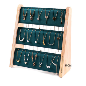 Présentoir à Colliers en Bois Massif à 3 Niveaux, Support à Bijoux en Velours, Idéal pour Boutiques Professionnelles, Salons Commerciaux, Showrooms, Logo Personnalisé - Product Image 3