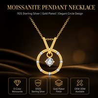 Pendentif de luxe en argent sterling 925 incrusté de moissanite VVS ronde plaqué or 18 carats pour collier femme