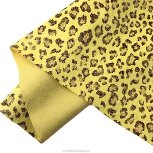 Leopard Pattern Woven Coated Velvet Fabric Synthetic PU Leather for Clothing Bag Shoes Garment Decoration